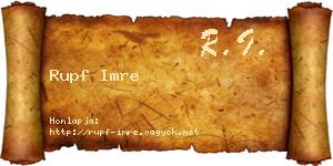 Rupf Imre névjegykártya